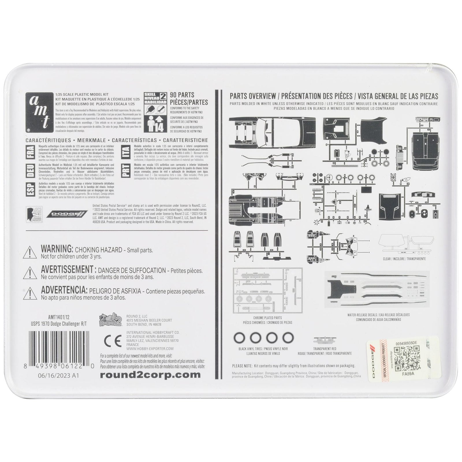 Skill 2 Model Kit 1970 Dodge Challenger R/T USPS (United States Postal Service) "Auto Art Stamp Series" 1/25 Scale Model by AMT - AMT - ModelCars.com