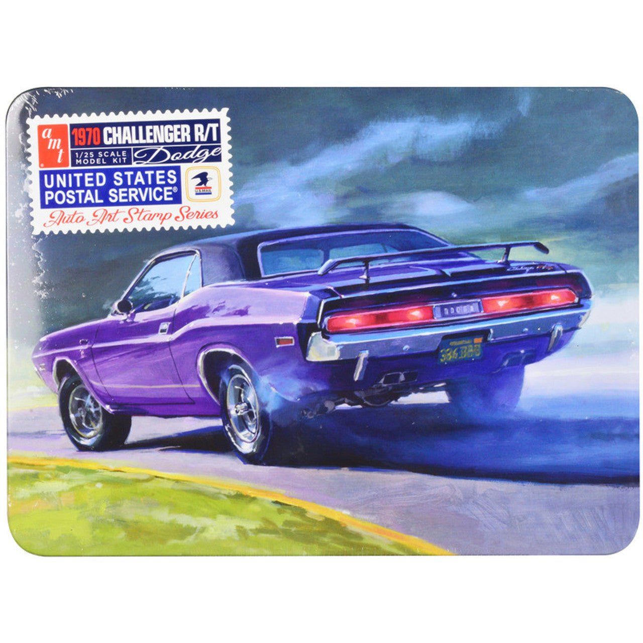Skill 2 Model Kit 1970 Dodge Challenger R/T USPS (United States Postal Service) "Auto Art Stamp Series" 1/25 Scale Model by AMT - AMT - ModelCars.com
