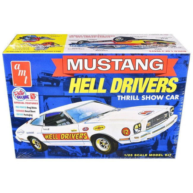 Skill 2 Model Kit 1977 Ford Mustang "Hell Drivers" Thrill Show Car 1/25 Scale Model by AMT-AMT-ModelCars.com