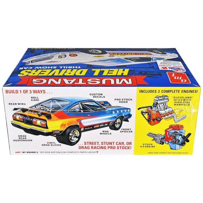 Skill 2 Model Kit 1977 Ford Mustang "Hell Drivers" Thrill Show Car 1/25 Scale Model by AMT-AMT-ModelCars.com