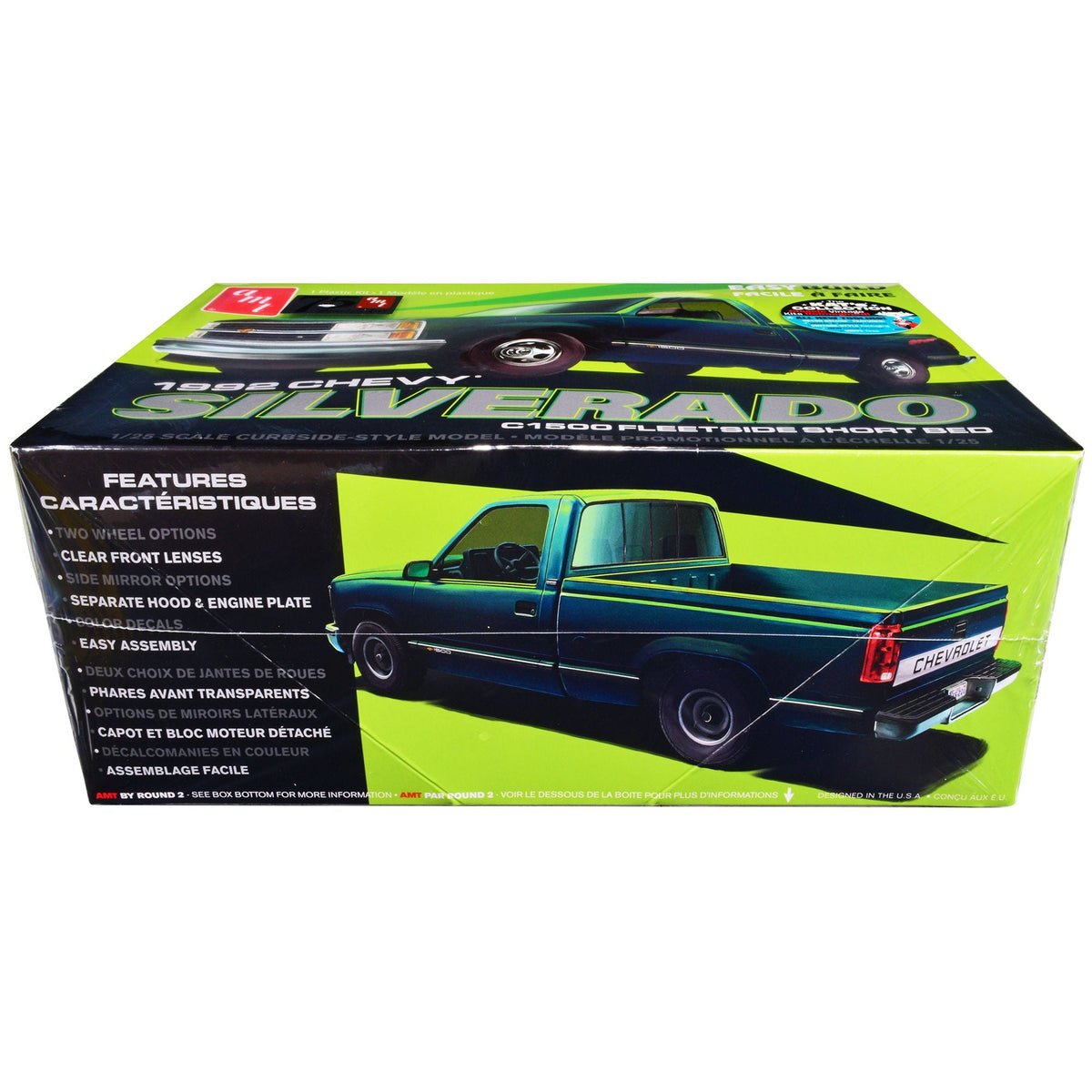 Skill 2 Model Kit 1992 Chevrolet Silverado C1500 Fleetside Short Bed Pickup Truck "Easy Build" 1/25 Scale Model by AMT-AMT-ModelCars.com