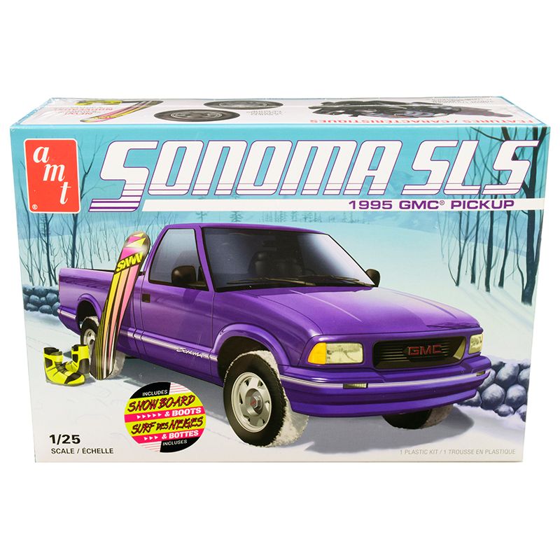 Skill 2 Model Kit 1995 GMC Sonoma SLS Pickup Truck with Snowboard and Boots 1/25 Scale Model by AMT-AMT-ModelCars.com