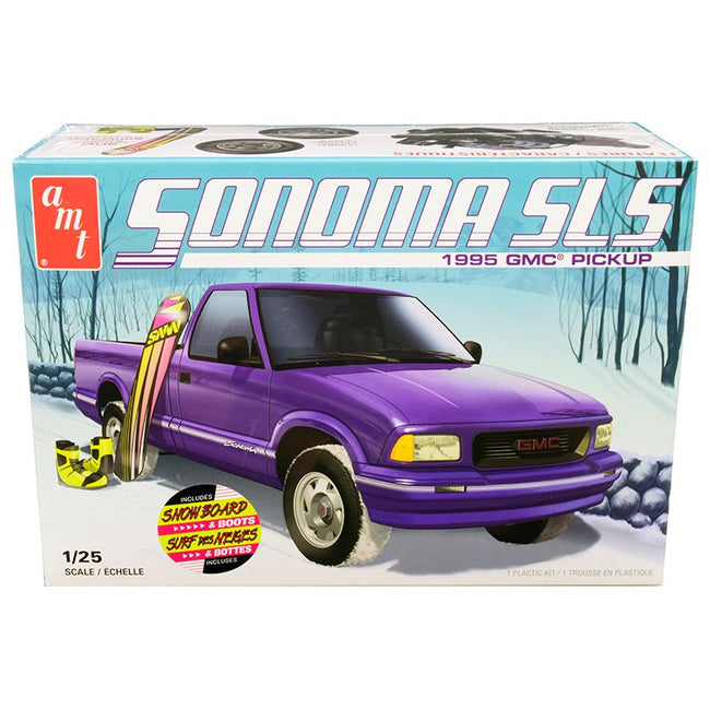 Skill 2 Model Kit 1995 GMC Sonoma SLS Pickup Truck with Snowboard and Boots 1/25 Scale Model by AMT-AMT-ModelCars.com