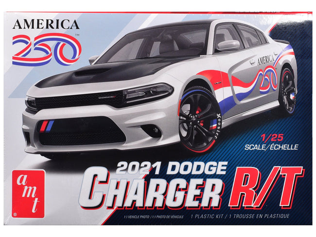 Skill 2 Model Kit 2021 Dodge Charger R/T "America 250" 1/25 Scale Model by AMT-AMT-ModelCars.com