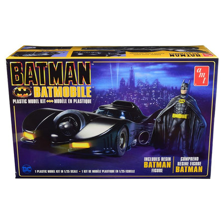 Skill 2 Model Kit Batmobile with Resin Batman Figurine "Batman" (1989) 1/25 Scale Model by AMT-AMT-ModelCars.com