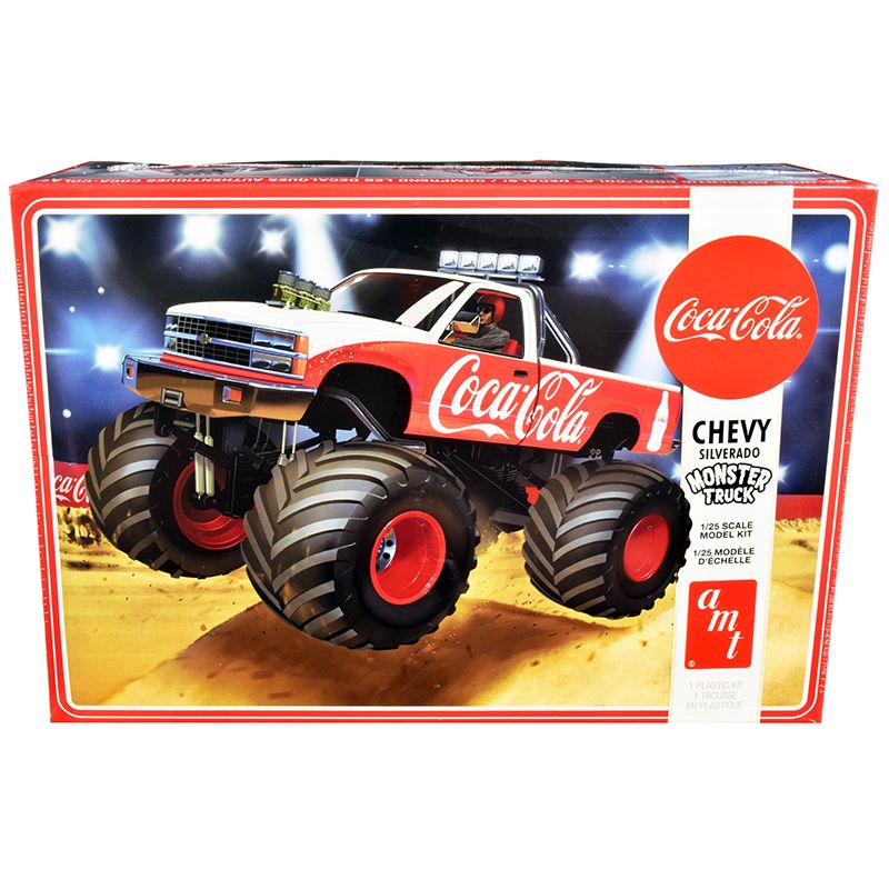 Skill 2 Model Kit Chevrolet Silverado Monster Truck "Coca-Cola" 1/25 Scale Model by AMT-AMT-ModelCars.com
