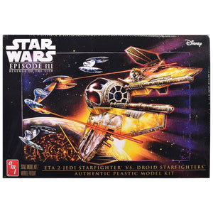 Skill 2 Model Kit ETA 2 Jedi Starfighter VS. Droid Starfighters 4 Model Set "Star Wars: Episode III - Revenge of the Sith" (2005) Movie 1/48 Scale Model by AMT