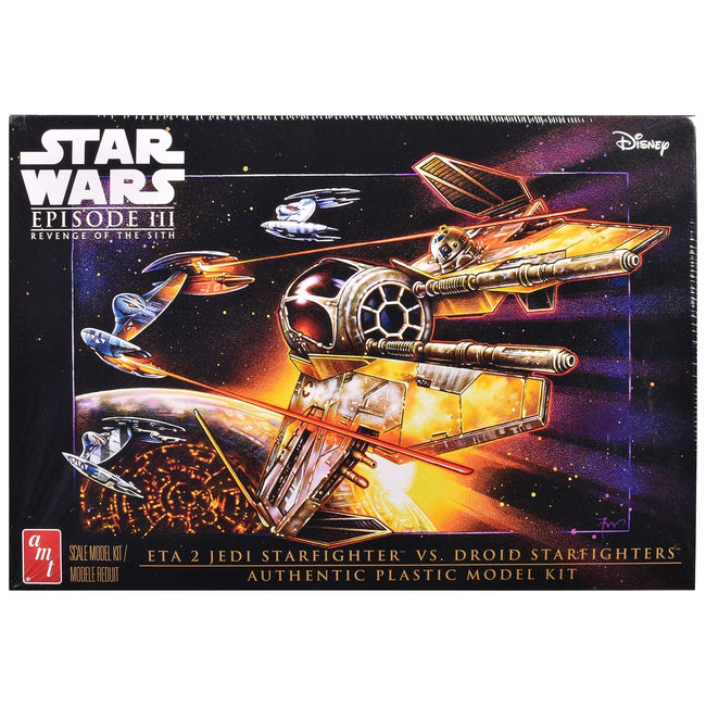 Skill 2 Model Kit ETA 2 Jedi Starfighter VS. Droid Starfighters 4 Model Set "Star Wars: Episode III - Revenge of the Sith" (2005) Movie 1/48 Scale Model by AMT-AMT-ModelCars.com