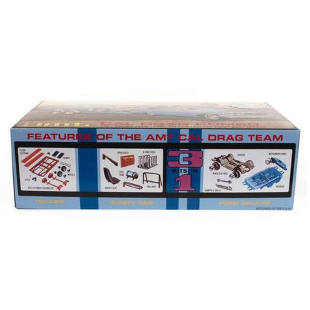 Skill 2 Model Kit "Ford Cal Drag Team" Ford Galaxie with Ford Falcon Funny Car and Trailer Set of 3 Complete Kits 1/25 Scale Models by AMT - AMT - ModelCars.com