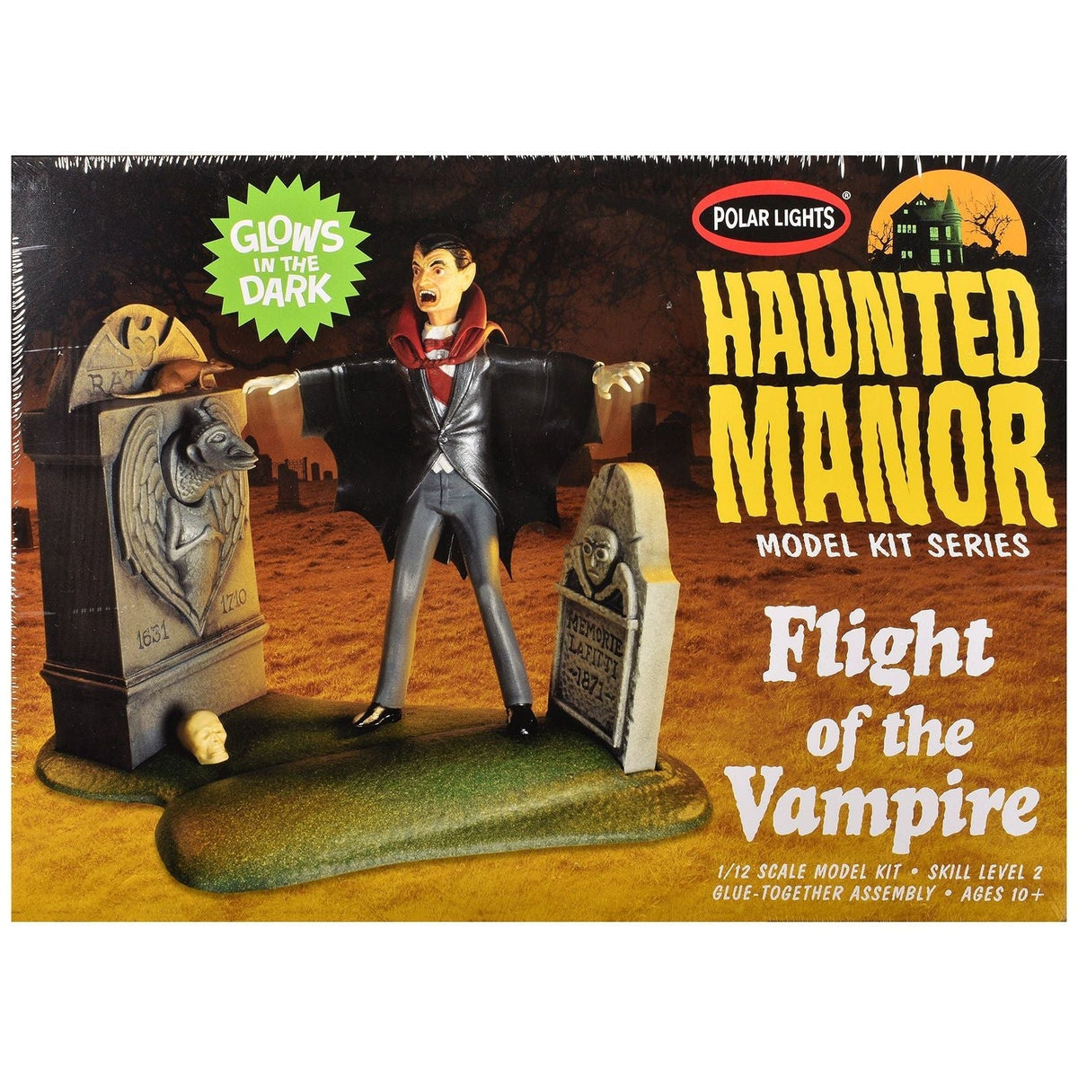 Skill 2 Model Kit Haunted Manor "Flight of the Vampire" Diorama Set 1/12 Scale Model by Polar Lights-Polar Lights-ModelCars.com