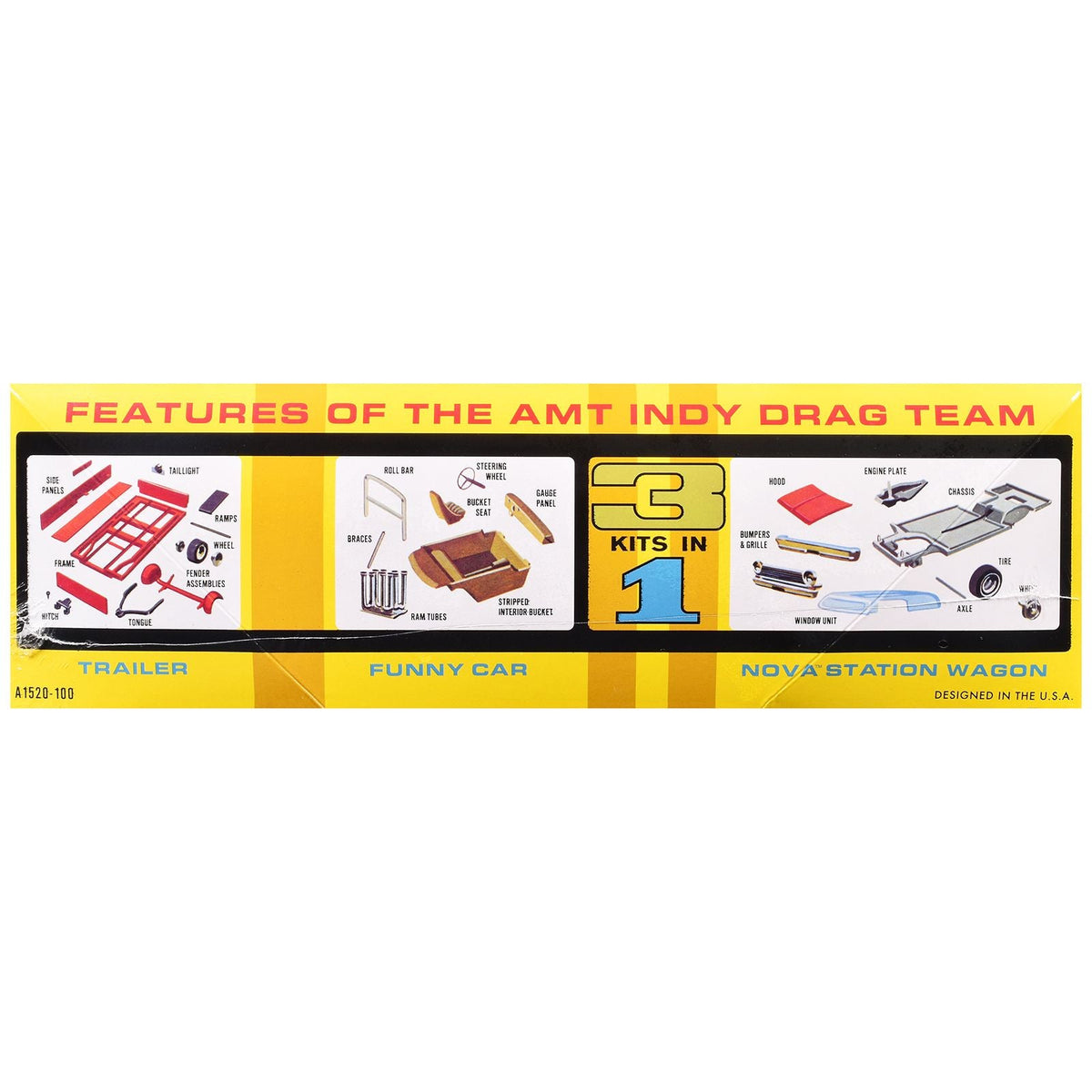 Skill 2 Model Kit Indy Drag Combo Chevrolet II Wagon and Funny Car with Trailer 3 in 1 Set 1/25 Scale Model by AMT-AMT-ModelCars.com