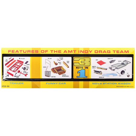 Skill 2 Model Kit Indy Drag Combo Chevrolet II Wagon and Funny Car with Trailer 3 in 1 Set 1/25 Scale Model by AMT-AMT-ModelCars.com