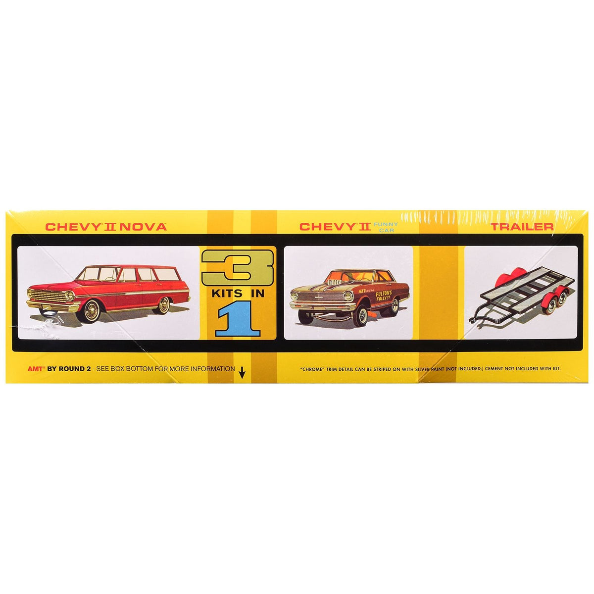 Skill 2 Model Kit Indy Drag Combo Chevrolet II Wagon and Funny Car with Trailer 3 in 1 Set 1/25 Scale Model by AMT-AMT-ModelCars.com