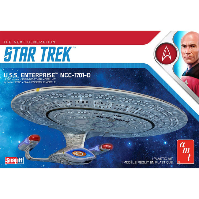 Skill 2 Model Kit U.S.S. Enterprise NCC-1701-D Space Ship "Star Trek: The Next Generation" (1987) TV Series 1/2500 Scale Model by AMT-AMT-ModelCars.com