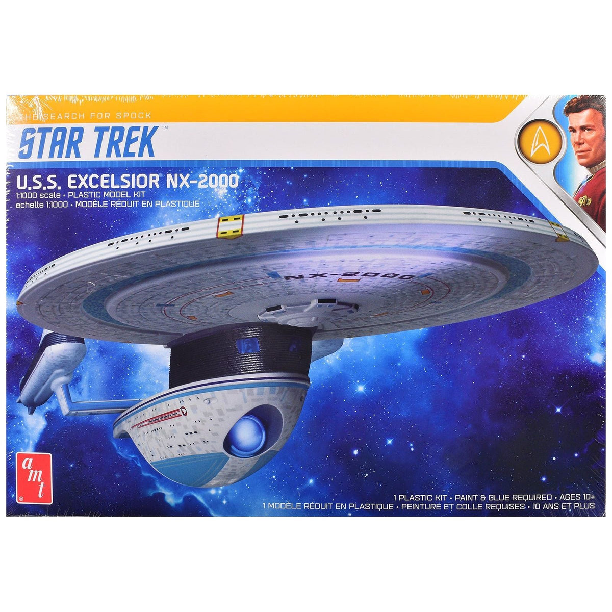 Skill 2 Model Kit U.S.S. Excelsior NX-2000 Space Ship "Star Trek III: The Search for Spock" (1984) Movie 1/1000 Scale Model by AMT-AMT-ModelCars.com