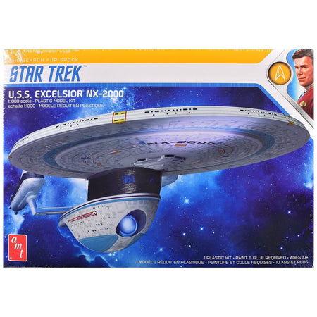 Skill 2 Model Kit U.S.S. Excelsior NX-2000 Space Ship "Star Trek III: The Search for Spock" (1984) Movie 1/1000 Scale Model by AMT-AMT-ModelCars.com
