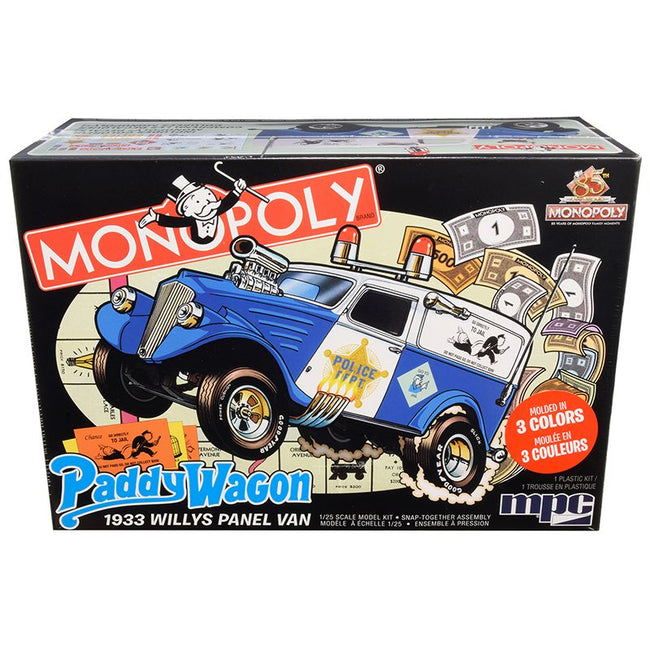 Skill 2 Snap Model Kit 1933 Willys Panel Paddy Wagon Police Van "Monopoly" "85th Anniversary" 1/25 Scale Model by MPC-MPC-ModelCars.com