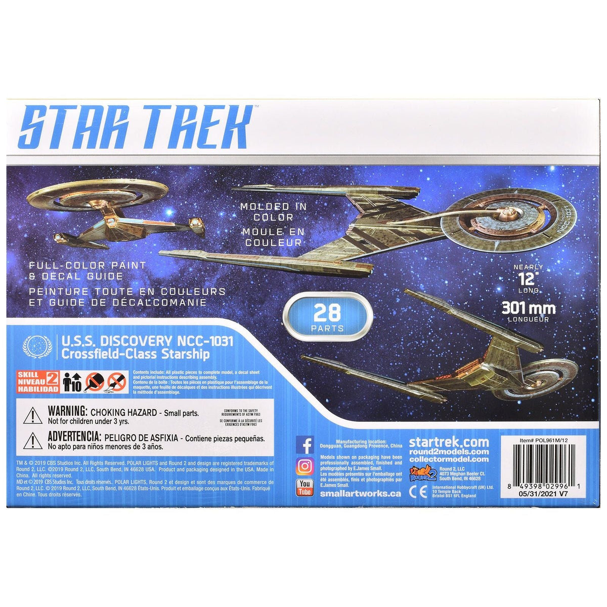 Skill 2 Snap Model Kit U.S.S. Discovery NCC-1031 Spacecraft "Star Trek: Discovery" (2017-2024) TV Series 1/2500 Scale Model by Polar Lights-Polar Lights-ModelCars.com