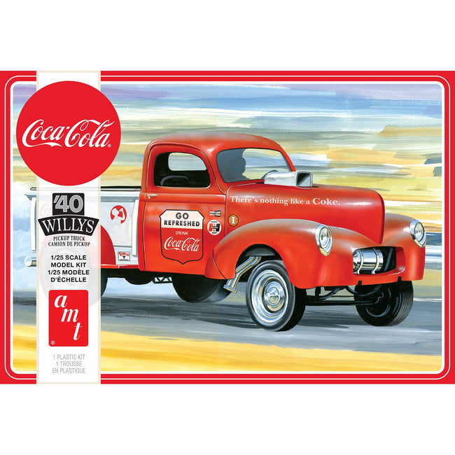 Skill 3 Model Kit 1940 Willys Gasser Pickup Truck "Coca-Cola" 1/25 Scale Model by AMT-AMT-ModelCars.com