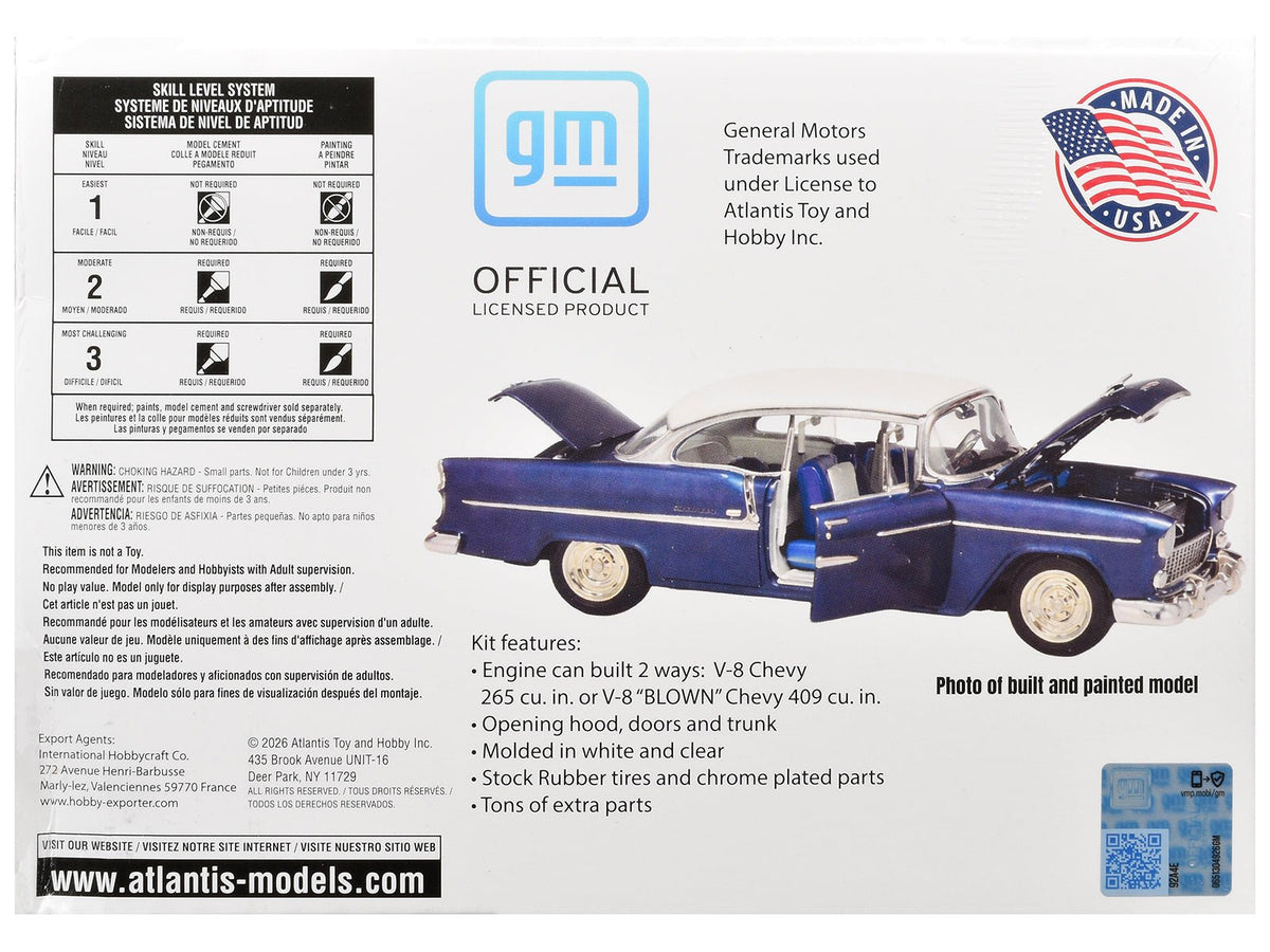 Skill 3 Model Kit 1955 Chevrolet Bel Air Hardtop "Route 66" 1/25 Scale Model by Atlantis-Atlantis-ModelCars.com