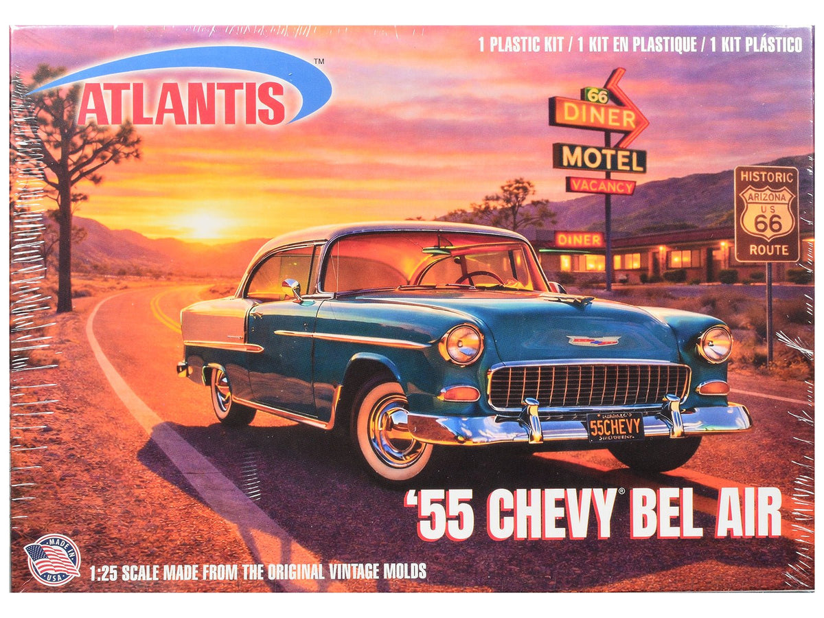 Skill 3 Model Kit 1955 Chevrolet Bel Air Hardtop "Route 66" 1/25 Scale Model by Atlantis-Atlantis-ModelCars.com