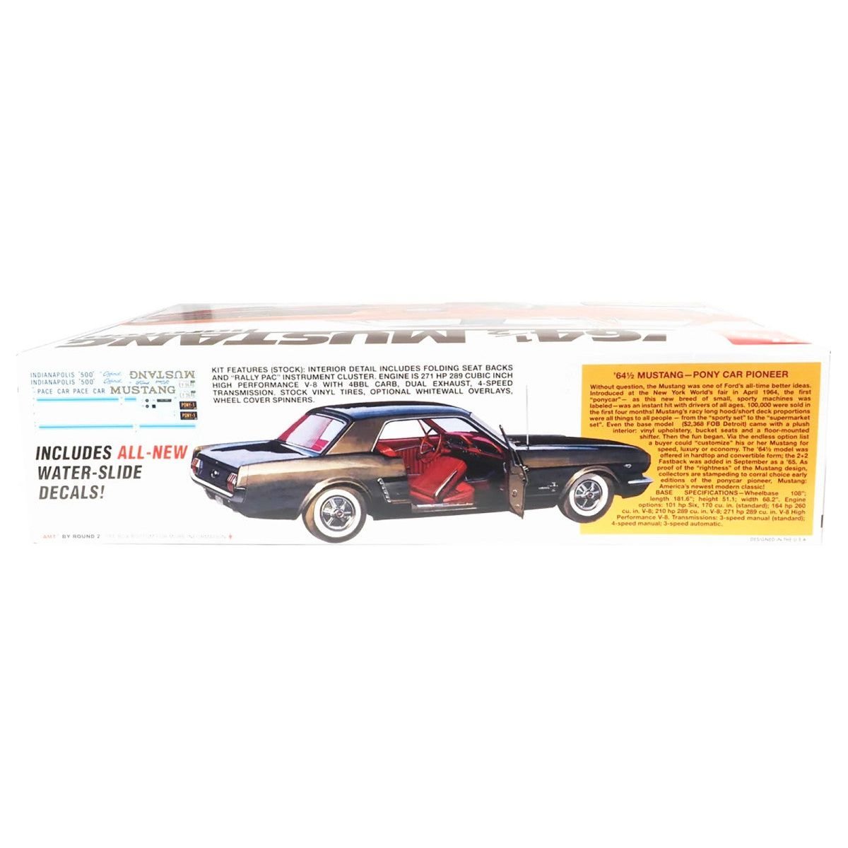 Skill 3 Model Kit 1964 1/2 Ford Mustang Coupe 60th Anniversary 1/16 Scale Model by AMT-AMT-ModelCars.com
