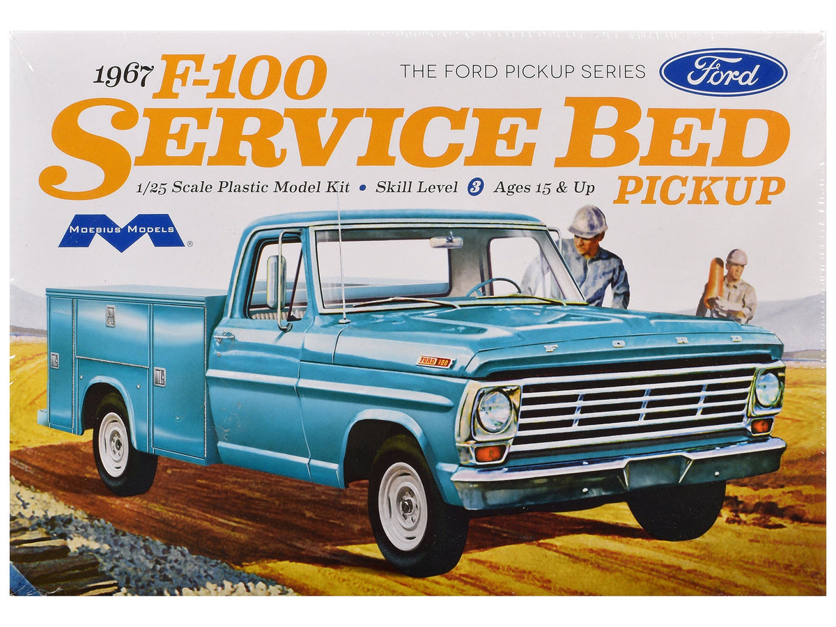 Skill 3 Model Kit 1967 Ford F100 Service Bed Pickup Truck 1/25 Scale Model by Moebius-Moebius-ModelCars.com