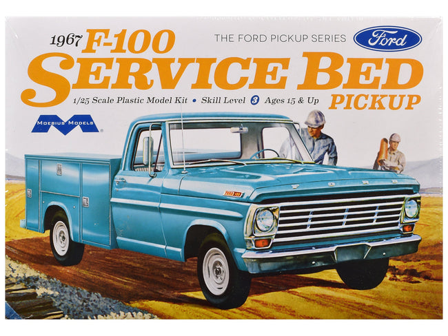 Skill 3 Model Kit 1967 Ford F100 Service Bed Pickup Truck 1/25 Scale Model by Moebius-Moebius-ModelCars.com