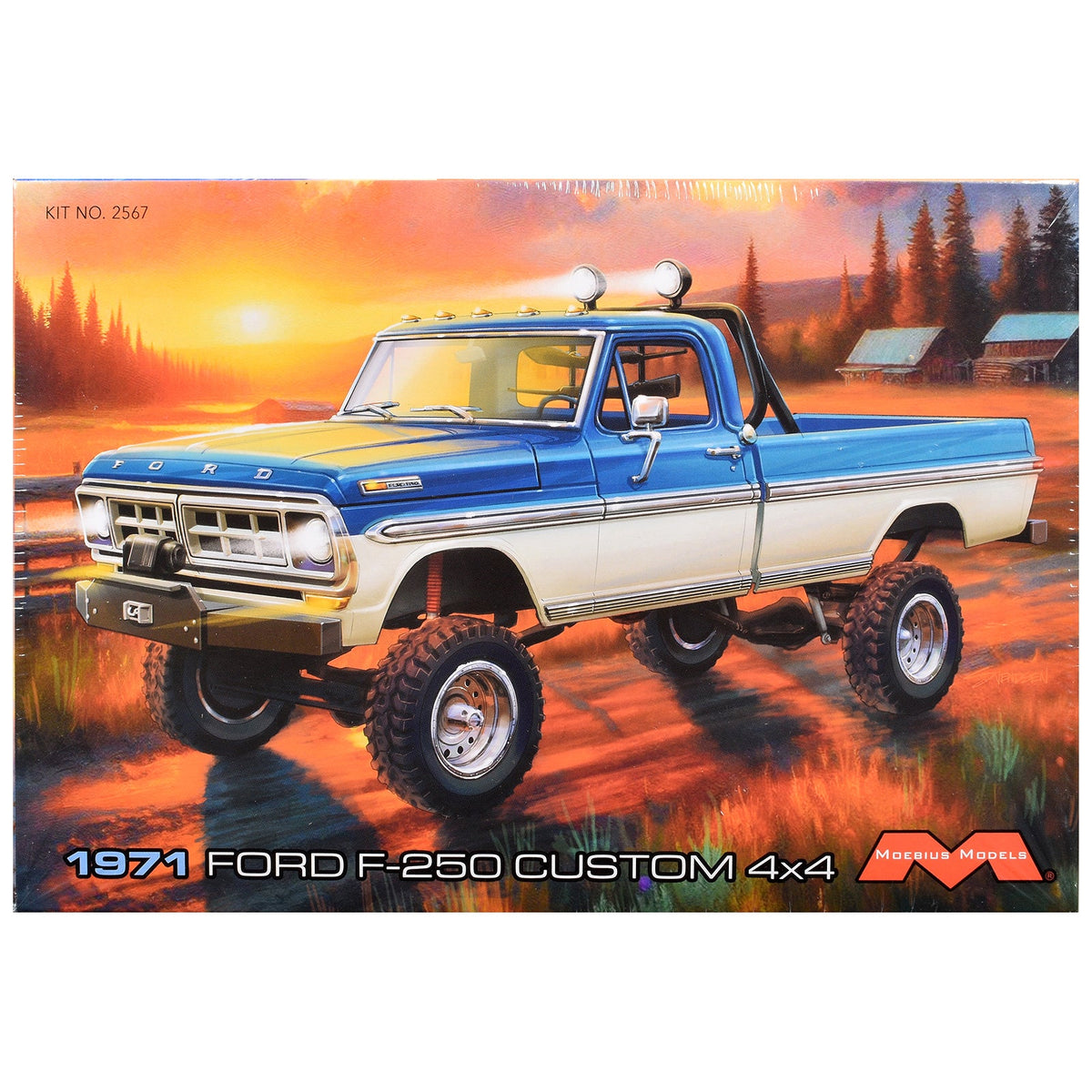 Skill 3 Model Kit 1971 Ford F-250 Custom Lifted 4x4 Pickup Truck 1/25 Scale Model by Moebius-Moebius-ModelCars.com