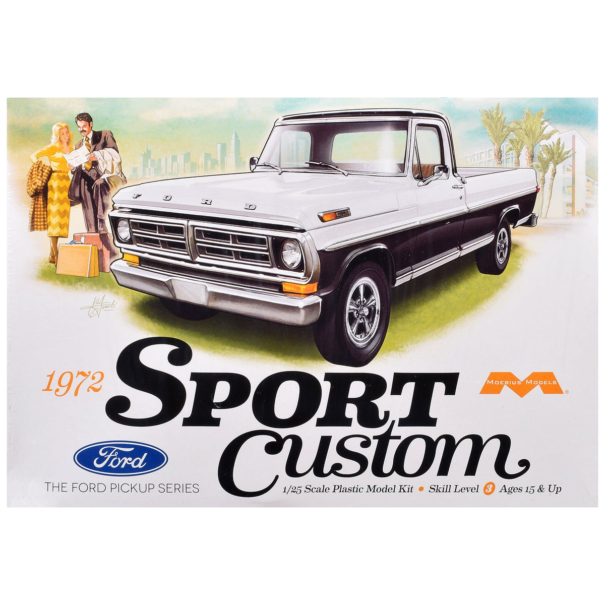 Skill 3 Model Kit 1972 Ford Sport Custom Pickup Truck 1/25 Scale Model by Moebius-Moebius-ModelCars.com