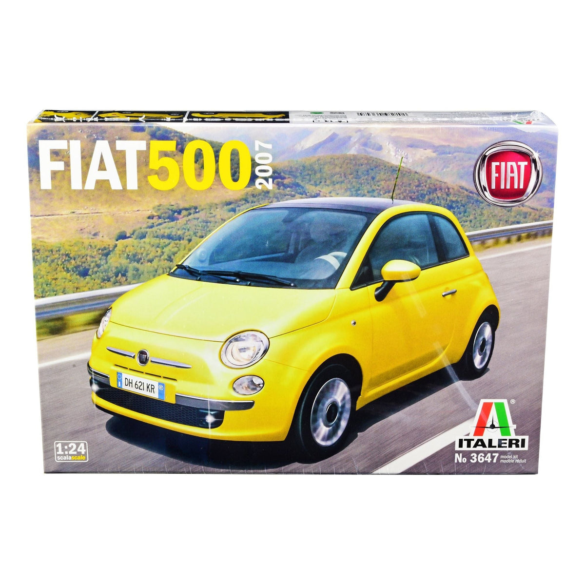 Skill 3 Model Kit 2007 Fiat 500 1/24 Scale Model by Italeri-Italeri-ModelCars.com