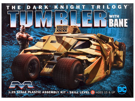 Skill 3 Model Kit Batmobile Tumbler with Bane Figure "Batman Dark Knight Trilogy" Movie Franchise 1/25 Scale Model by Moebius-Moebius-ModelCars.com