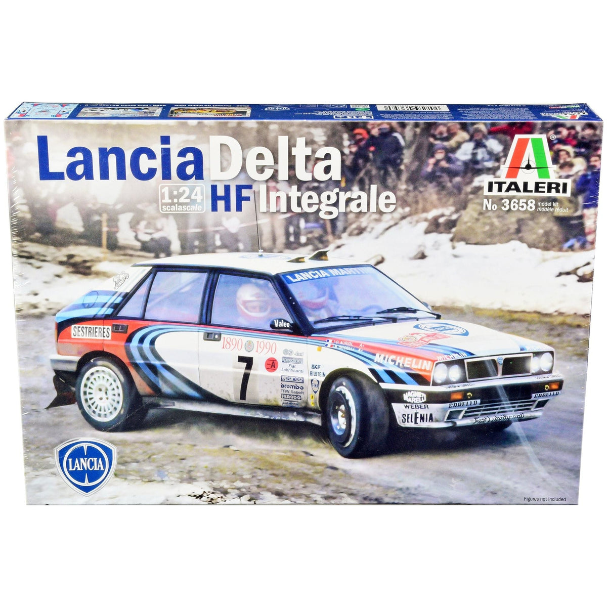 Skill 3 Model Kit Lancia Delta HF Integrale Rallye Monte Carlo (1990) 1/24 Scale Model by Italeri-Italeri-ModelCars.com