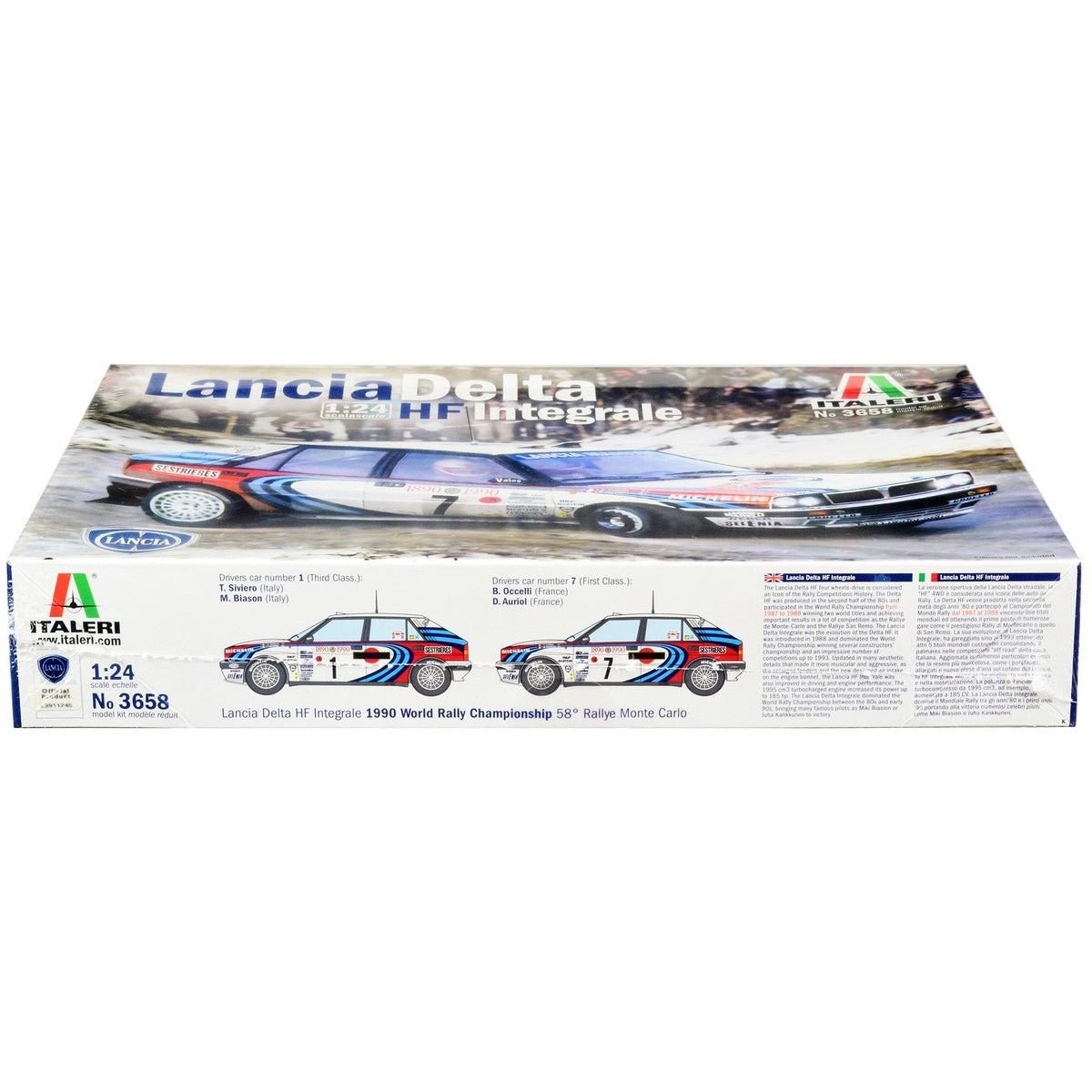 Skill 3 Model Kit Lancia Delta HF Integrale Rallye Monte Carlo (1990) 1/24 Scale Model by Italeri-Italeri-ModelCars.com