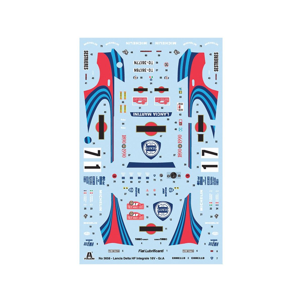 Skill 3 Model Kit Lancia Delta HF Integrale Rallye Monte Carlo (1990) 1/24 Scale Model by Italeri - Italeri - ModelCars.com