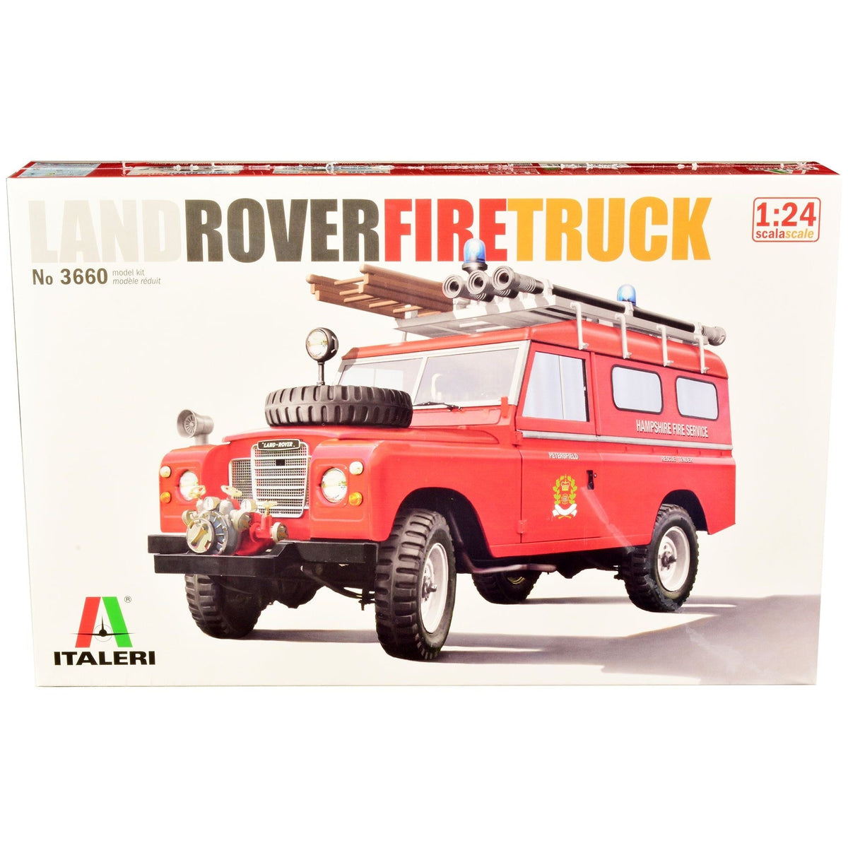 Skill 3 Model Kit Land Rover Fire Truck 1/24 Scale Model by Italeri-Italeri-ModelCars.com