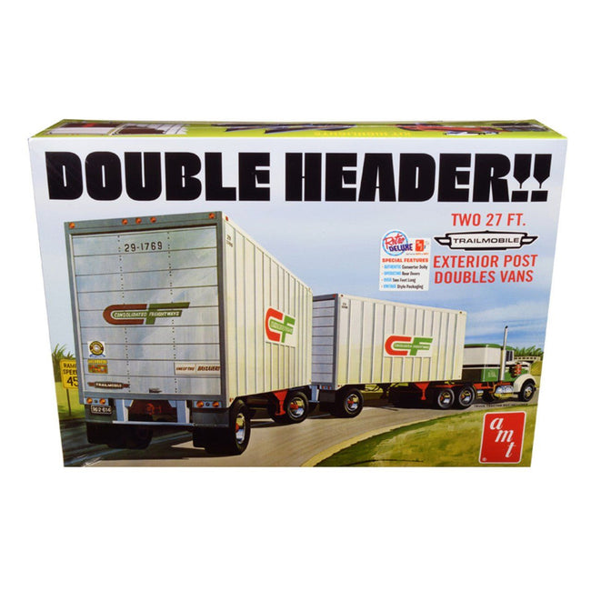 Skill 3 Model Kit Trailmobile Double Header Tandem Van Trailers 1/25 Scale Model by AMT-AMT-ModelCars.com