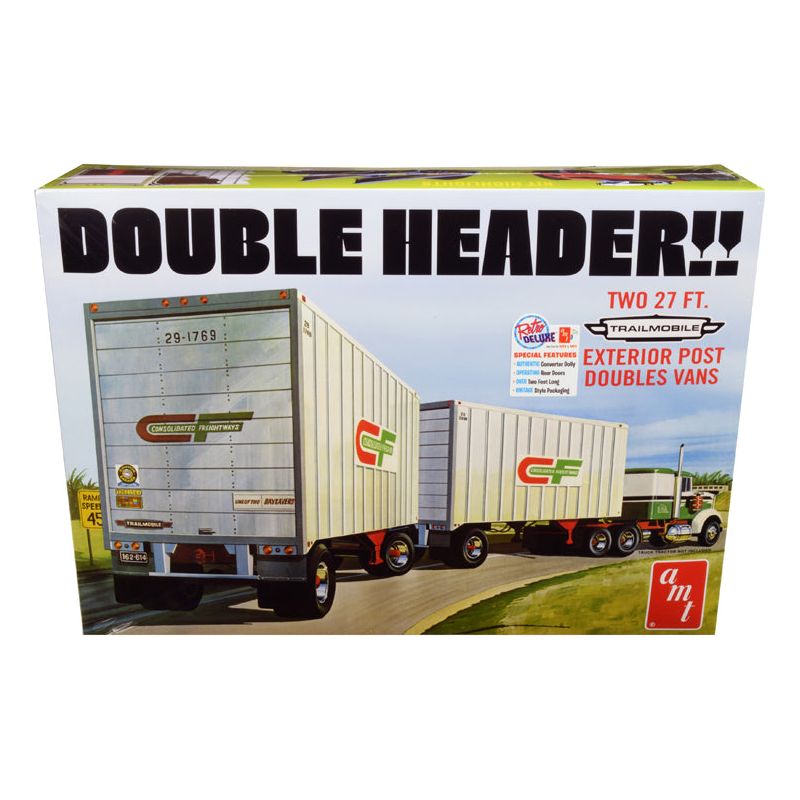 Skill 3 Model Kit Trailmobile Double Header Tandem Van Trailers 1/25 Scale Model by AMT - AMT - ModelCars.com