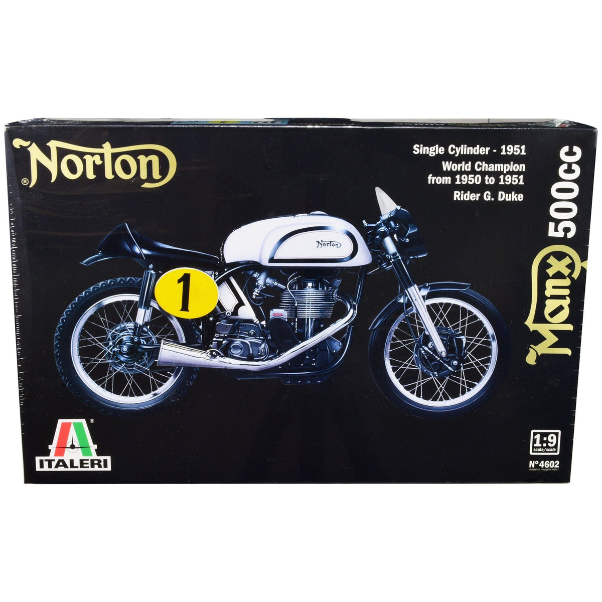 Skill 5 Model Kit Norton Manx 500cc Motorcycle #1 "World Champion 1950 to 1951" 1/9 Scale Model by Italeri-Italeri-ModelCars.com
