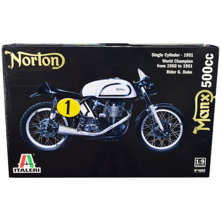 Skill 5 Model Kit Norton Manx 500cc Motorcycle #1 "World Champion 1950 to 1951" 1/9 Scale Model by Italeri-Italeri-ModelCars.com