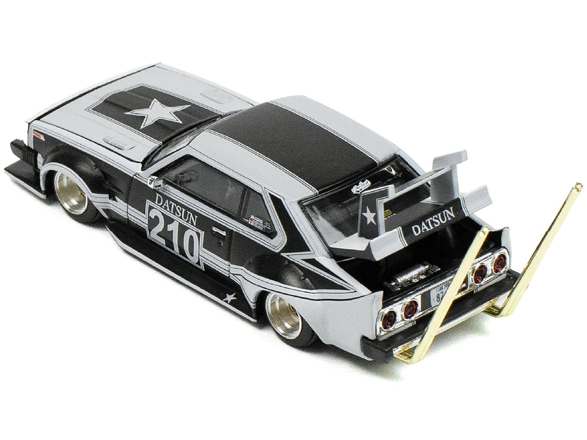 Skyline C210 "Bosozoku Style" RHD (Right Hand Drive) 210 Matt Black and Silver 1/64 Diecast Model Car by Pop Race-Pop Race-ModelCars.com