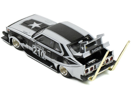Skyline C210 "Bosozoku Style" RHD (Right Hand Drive) 210 Matt Black and Silver 1/64 Diecast Model Car by Pop Race-Pop Race-ModelCars.com