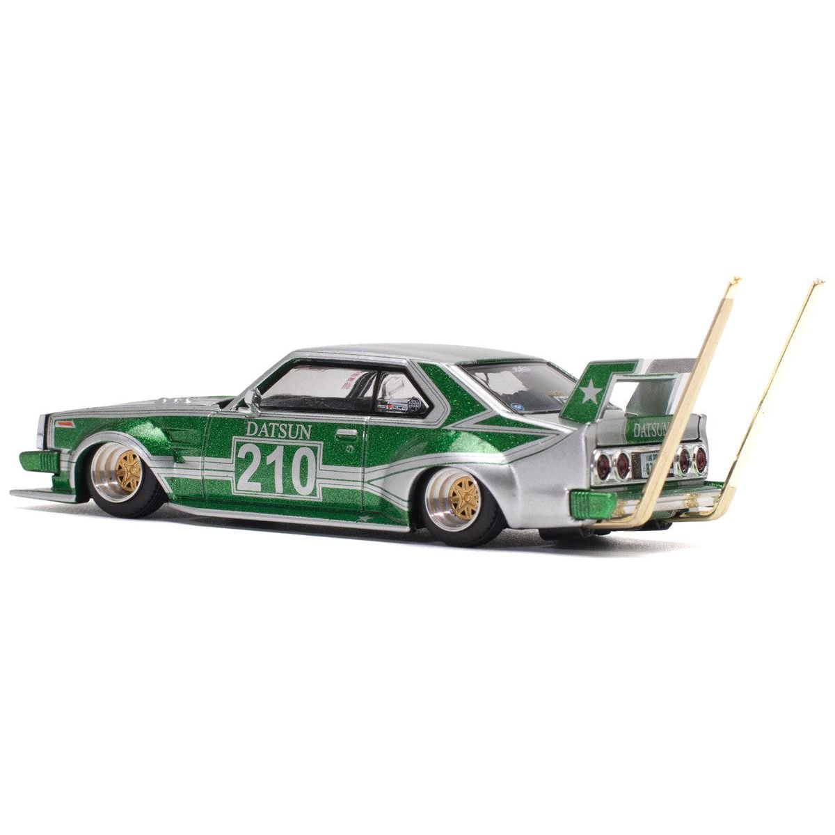 Skyline C210 Kaido Racer "Bosozoku Style" RHD (Right Hand Drive) 210 Green and Silver 1/64 Diecast Model Car by Pop Race - Pop Race - ModelCars.com
