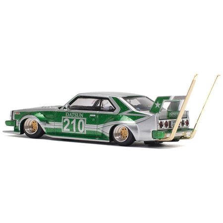 Skyline C210 Kaido Racer "Bosozoku Style" RHD (Right Hand Drive) 210 Green and Silver 1/64 Diecast Model Car by Pop Race - Pop Race - ModelCars.com