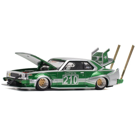 Skyline C210 Kaido Racer "Bosozoku Style" RHD (Right Hand Drive) 210 Green and Silver 1/64 Diecast Model Car by Pop Race - Pop Race - ModelCars.com