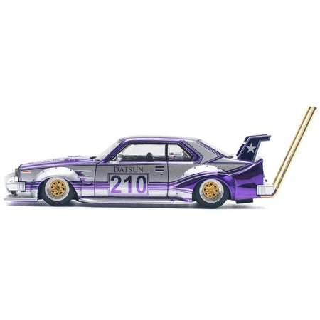 Skyline C210 Kaido Racer "Bosozoku Style" RHD (Right Hand Drive) 210 Purple and Silver 1/64 Diecast Model Car by Pop Race - Pop Race - ModelCars.com