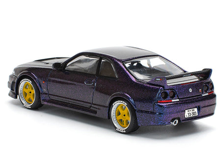 Skyline GT-R (R33) RHD (Right Hand Drive) Midnight Purple Metallic with Carbon Hood 1/64 Diecast Model Car by Pop Race-Pop Race-ModelCars.com