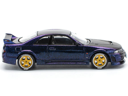 Skyline GT-R (R33) RHD (Right Hand Drive) Midnight Purple Metallic with Carbon Hood 1/64 Diecast Model Car by Pop Race-Pop Race-ModelCars.com