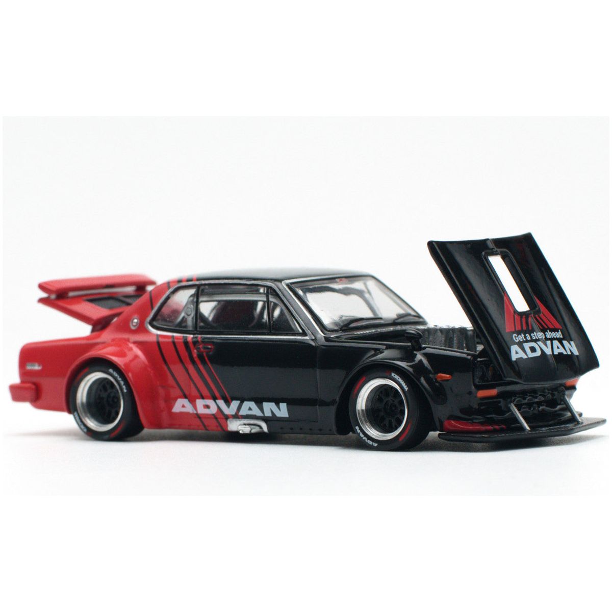 Skyline GT - R V8 Drift "Hakosuka" RHD (Right Hand Drive) "Advan" Black and Red 1/64 Diecast Model Car by Pop Race - Pop Race - ModelCars.com