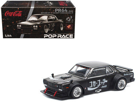 Skyline GT-R V8 Drift "Hakosuka" RHD (Right Hand Drive) "Coca-Cola" Black 1/64 Diecast Model Car by Pop Race-Pop Race-ModelCars.com